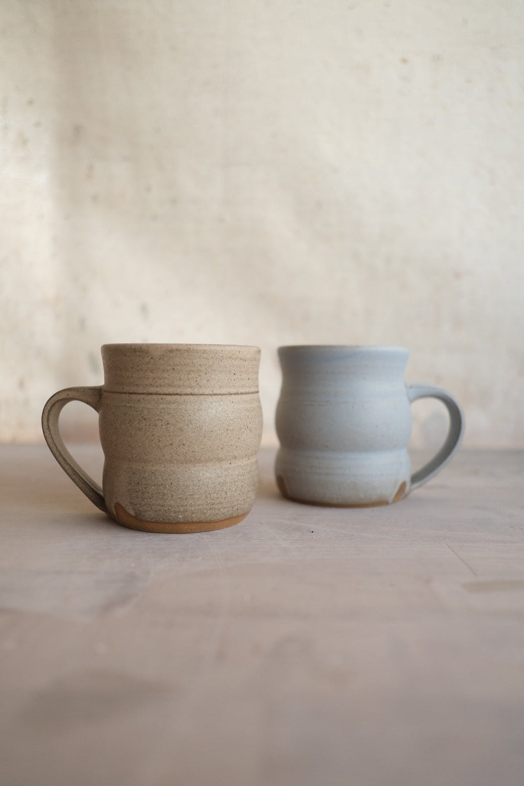 Hand-Thrown Stoneware Wave Mug in a detail view showing surface texture and finish up close