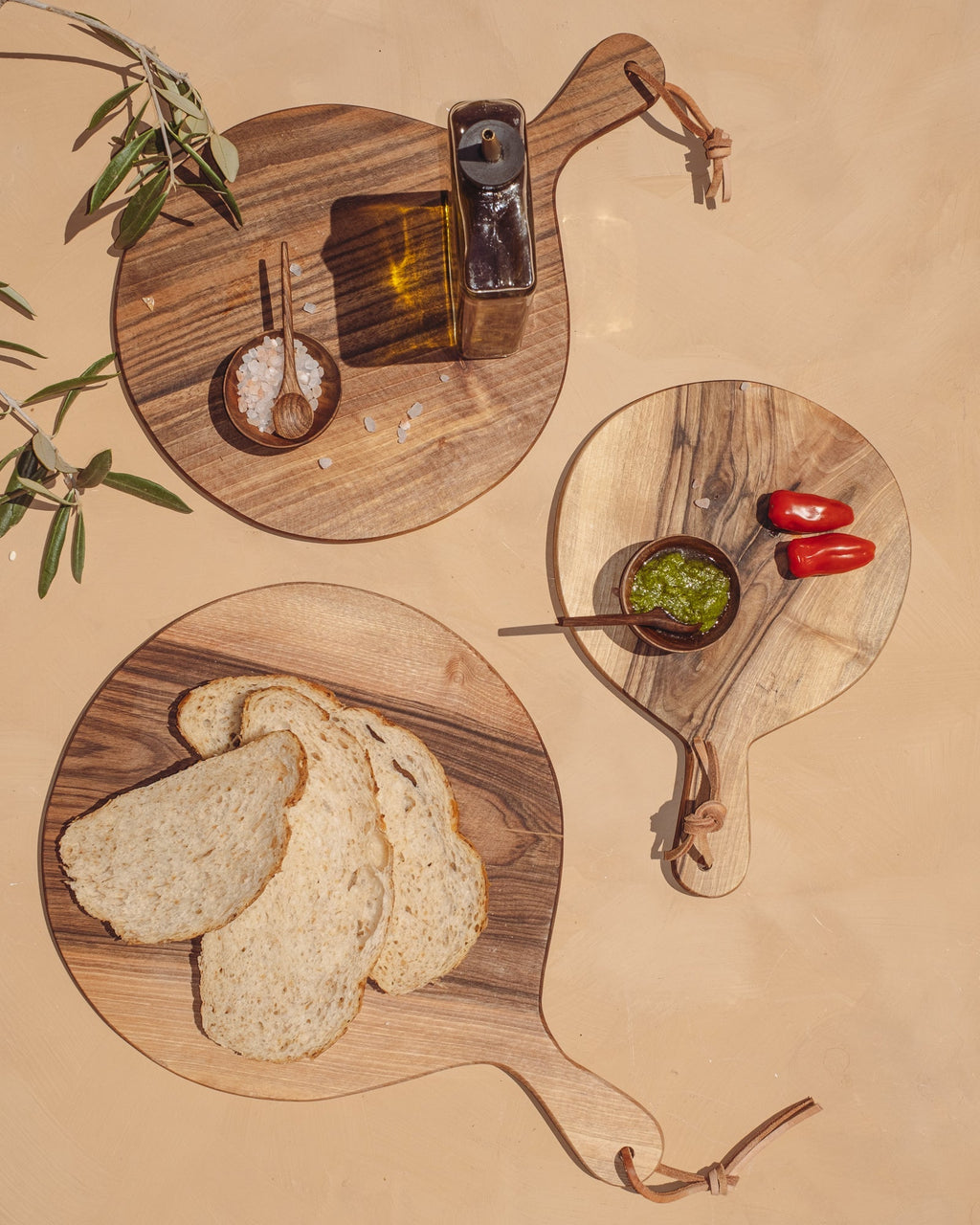 Round Walnut Cutting Board with Handle, 3 Sizes, view 8