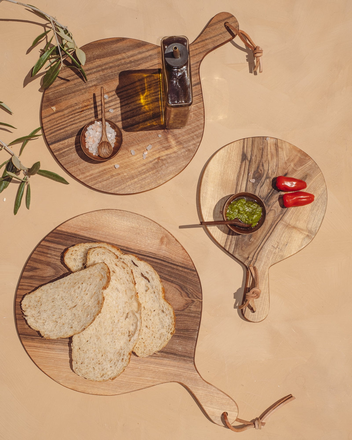 Round Walnut Cutting Board with Handle, 3 Sizes, view 8