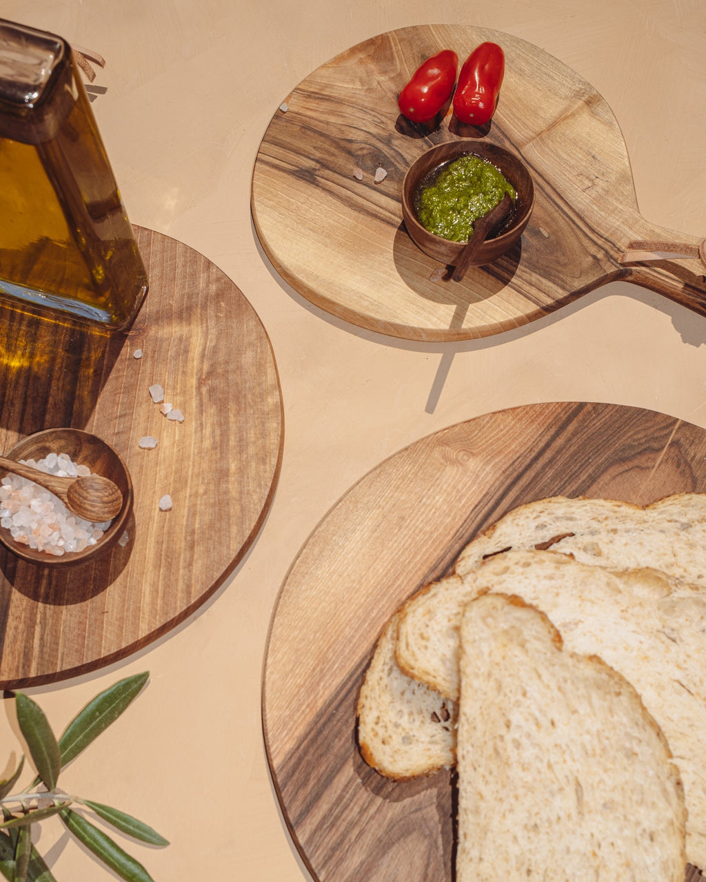 Round Walnut Cutting Board with Handle, 3 Sizes, alternate view