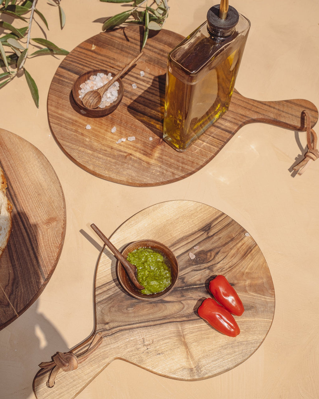 Round Walnut Cutting Board with Handle, 3 Sizes, view 10