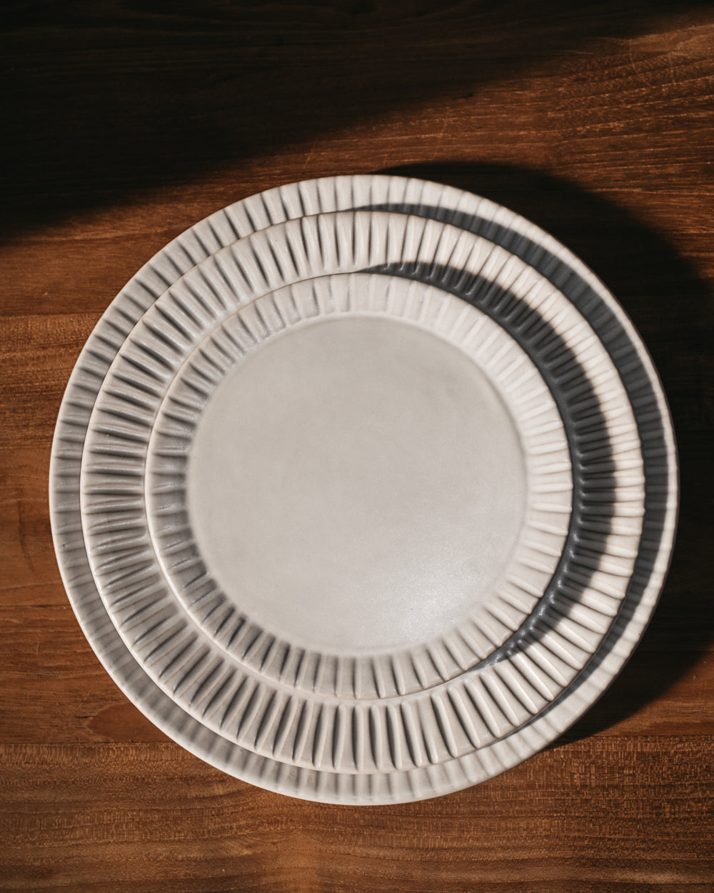 Carved Matte White Ceramic Salad Plates, Set of 4, alternate view
