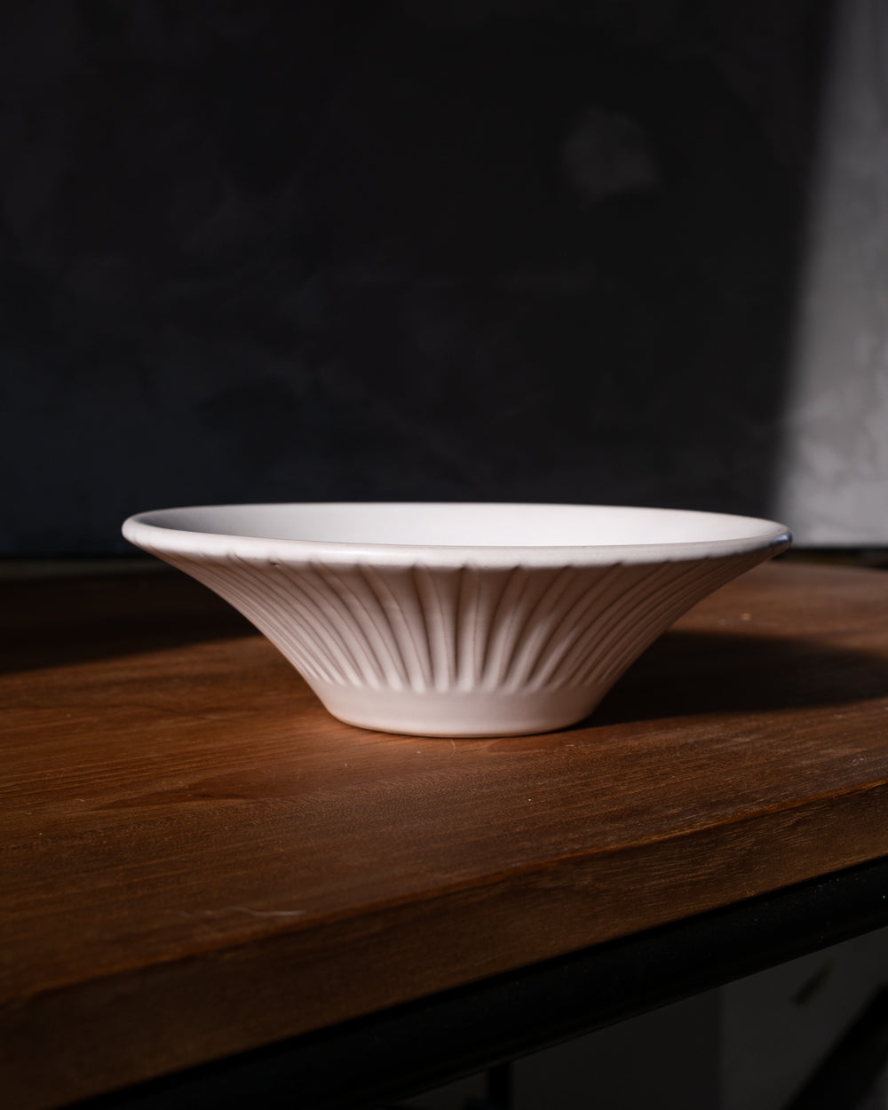 Carved Matte White Ceramic Coupelle Bowls, Set of 4, view 6