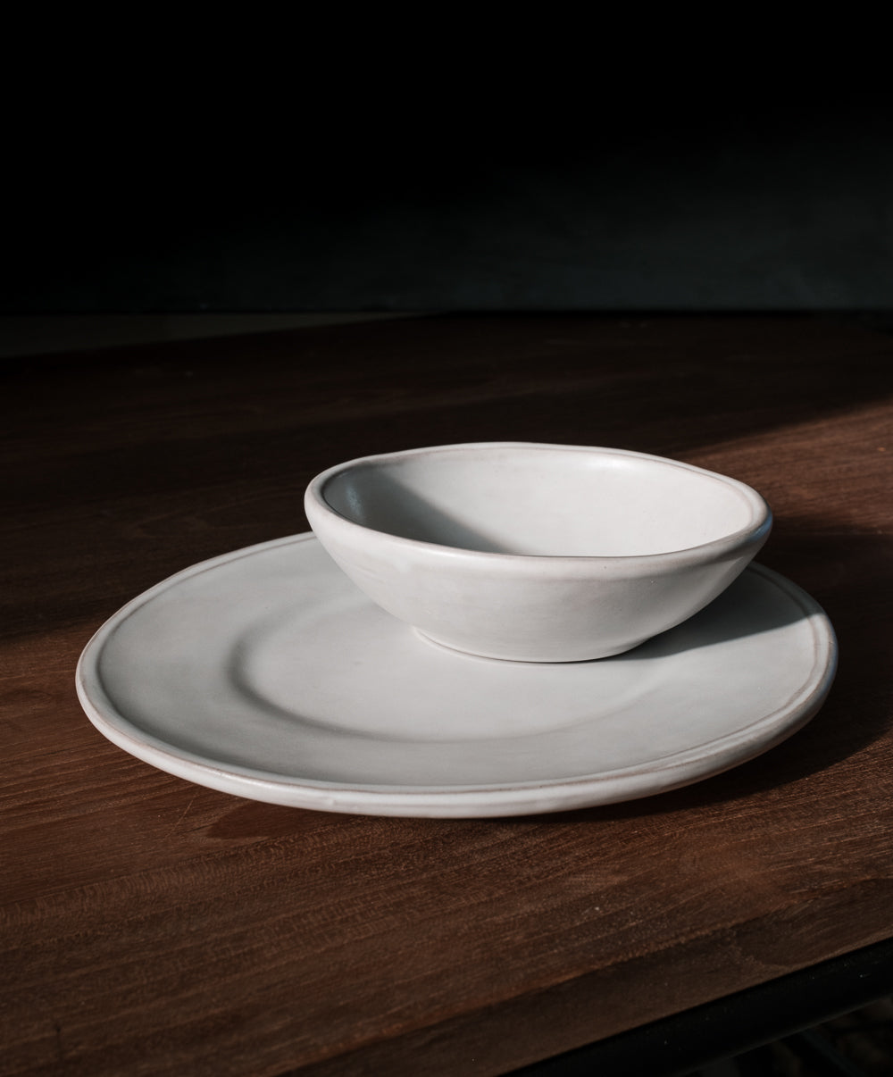 Oval Matte White Ceramic Small Bowls, Set of 4, view 7