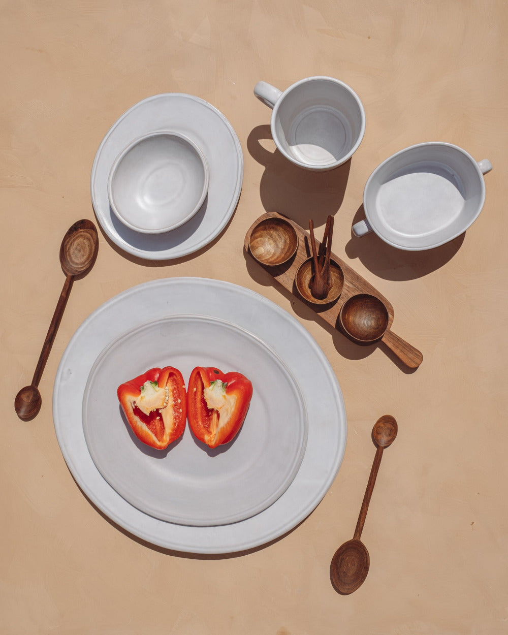 Oval Matte White Ceramic Dessert Plates, Set of 4, another angle