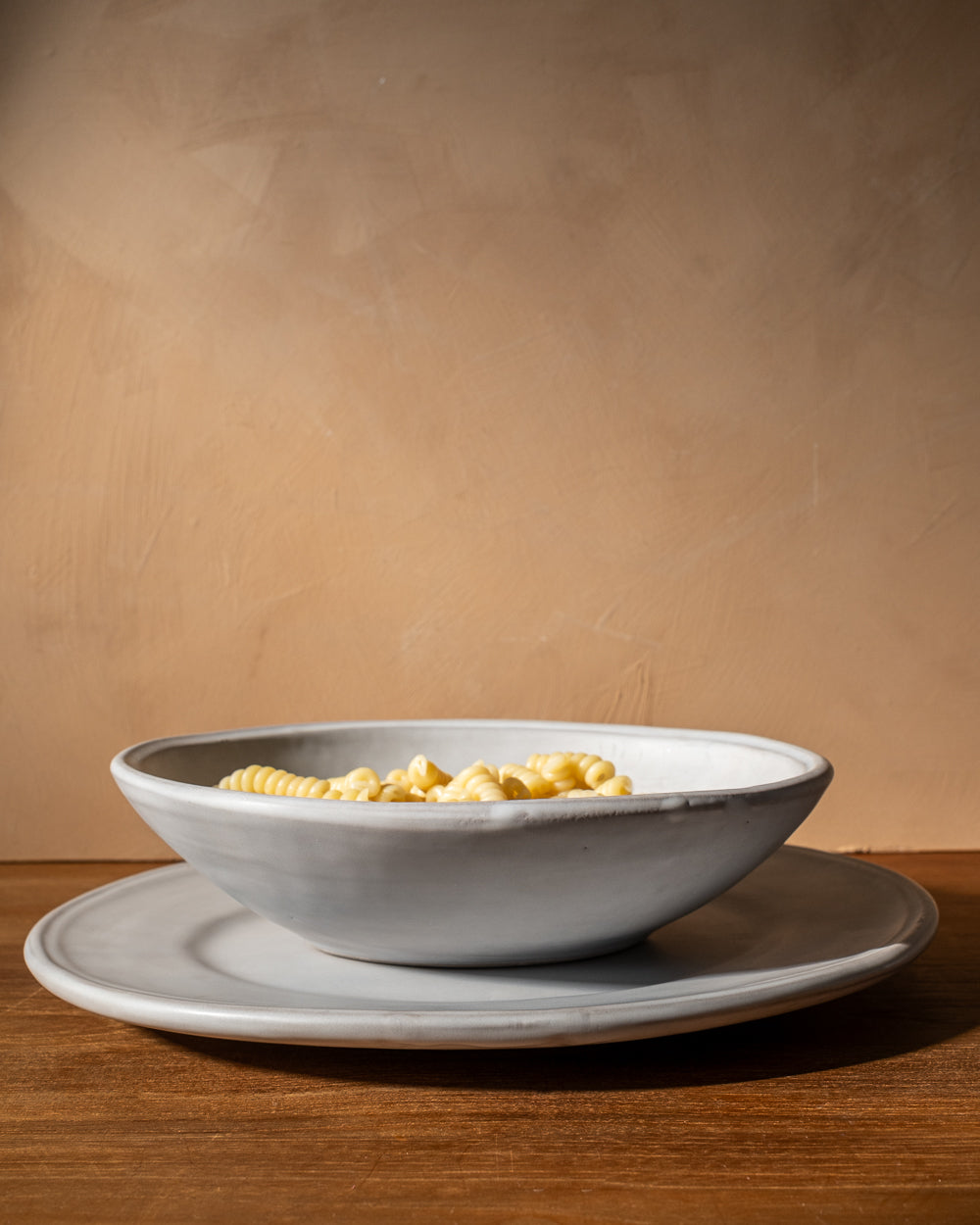 Oval Matte White Ceramic Pasta Bowls, Set of 4, alternate view