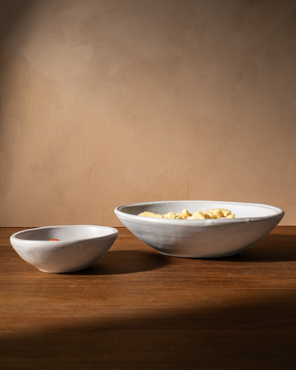 Oval Matte White Ceramic Small Bowls, Set of 4, detail view