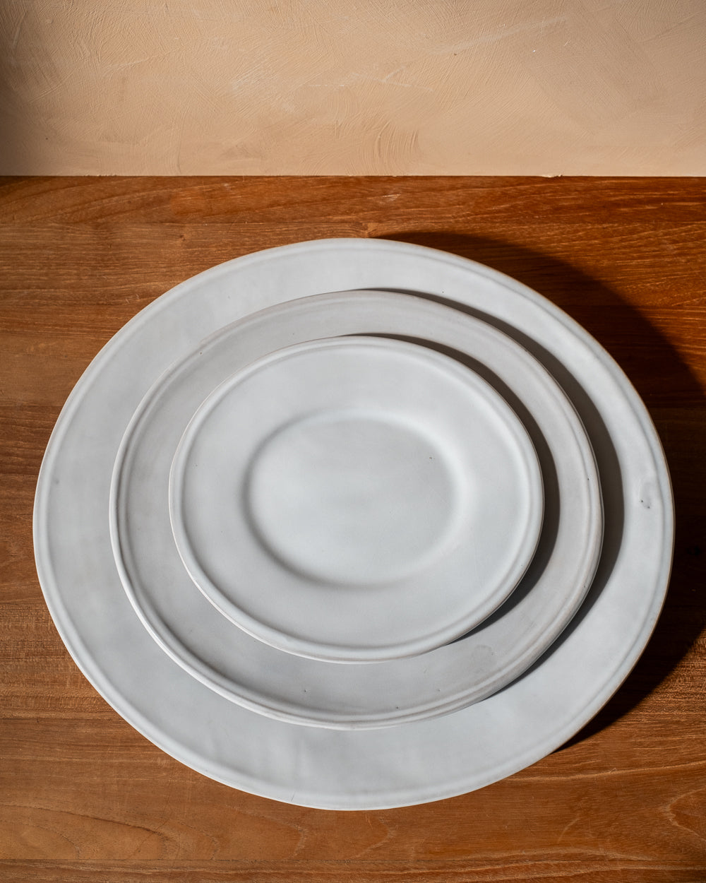 Oval Matte White Ceramic Serving Tray, another angle