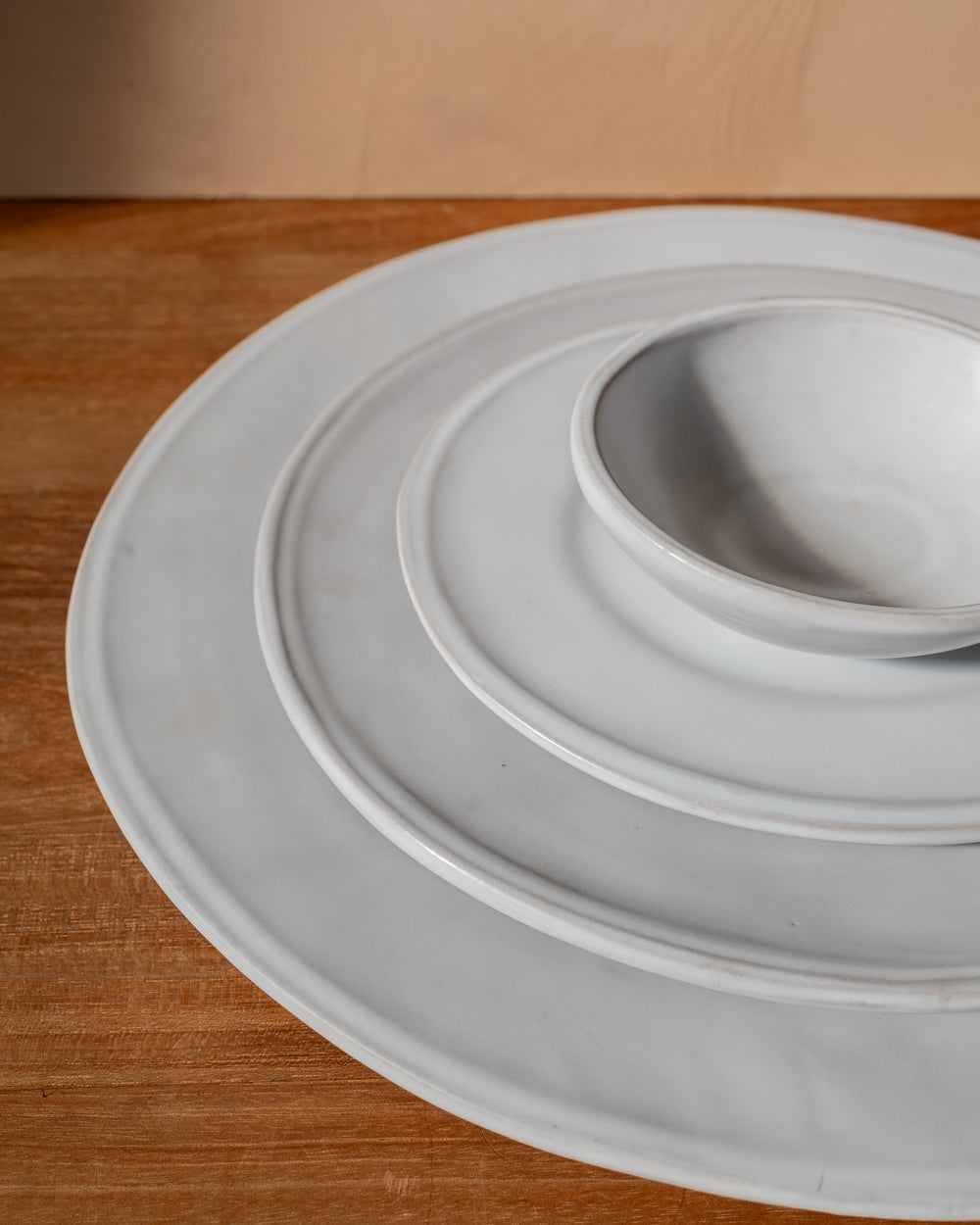 Oval Matte White Ceramic Serving Tray, view 6