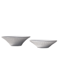 Carved Matte White Ceramic Coupelle Bowls, Set of 4