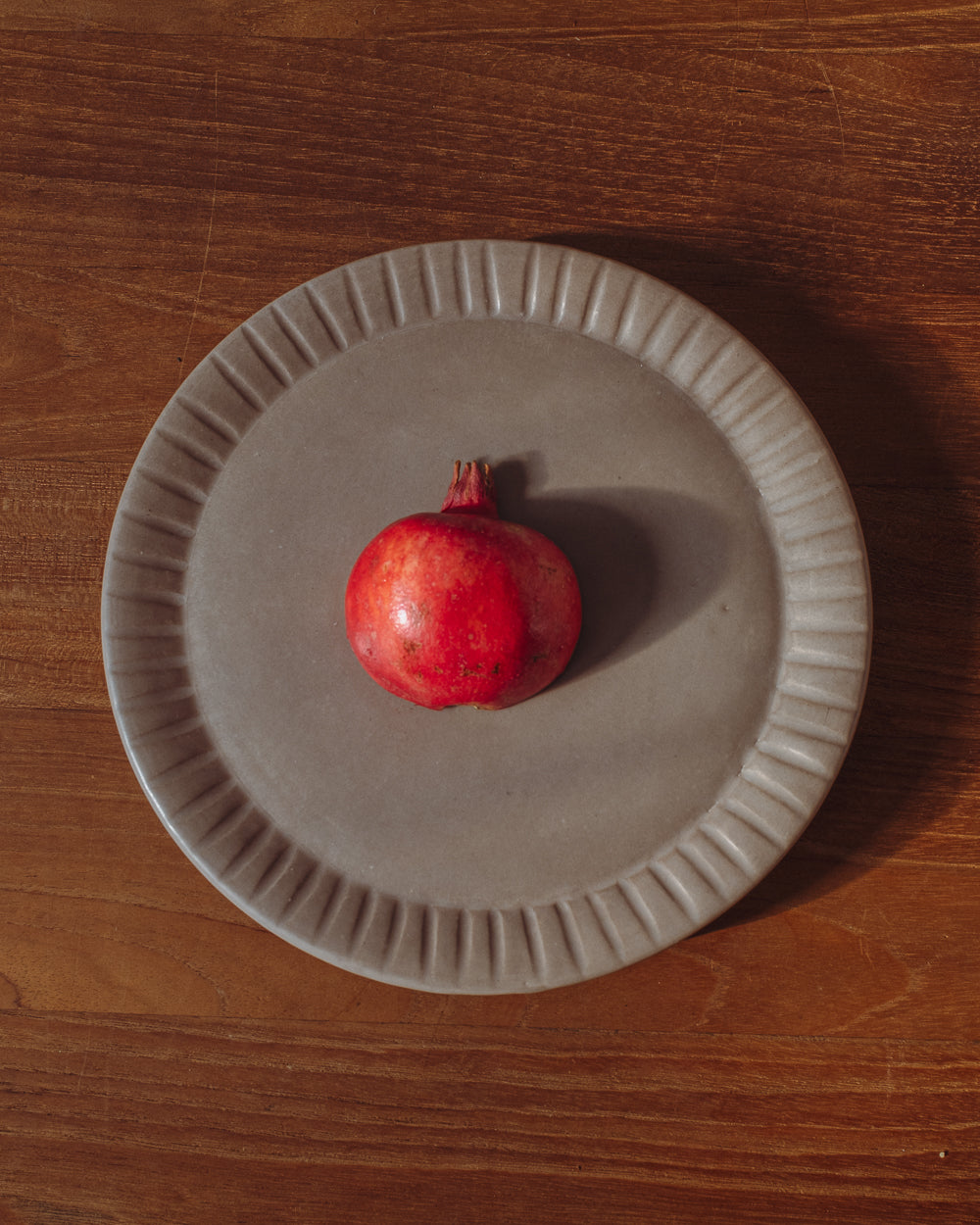 Carved Clay-Toned Ceramic Salad Plates, Set of 4, detail view