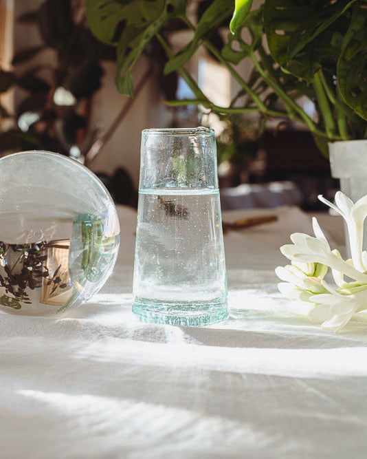 Mouth-Blown Recycled Glass Highballs, Set of 6, detail view