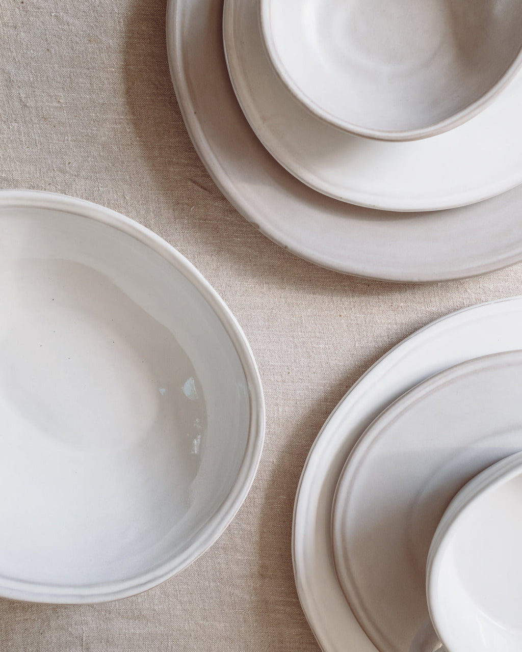 Oval Matte White Ceramic Dinner Plates, Set of 4, view 6
