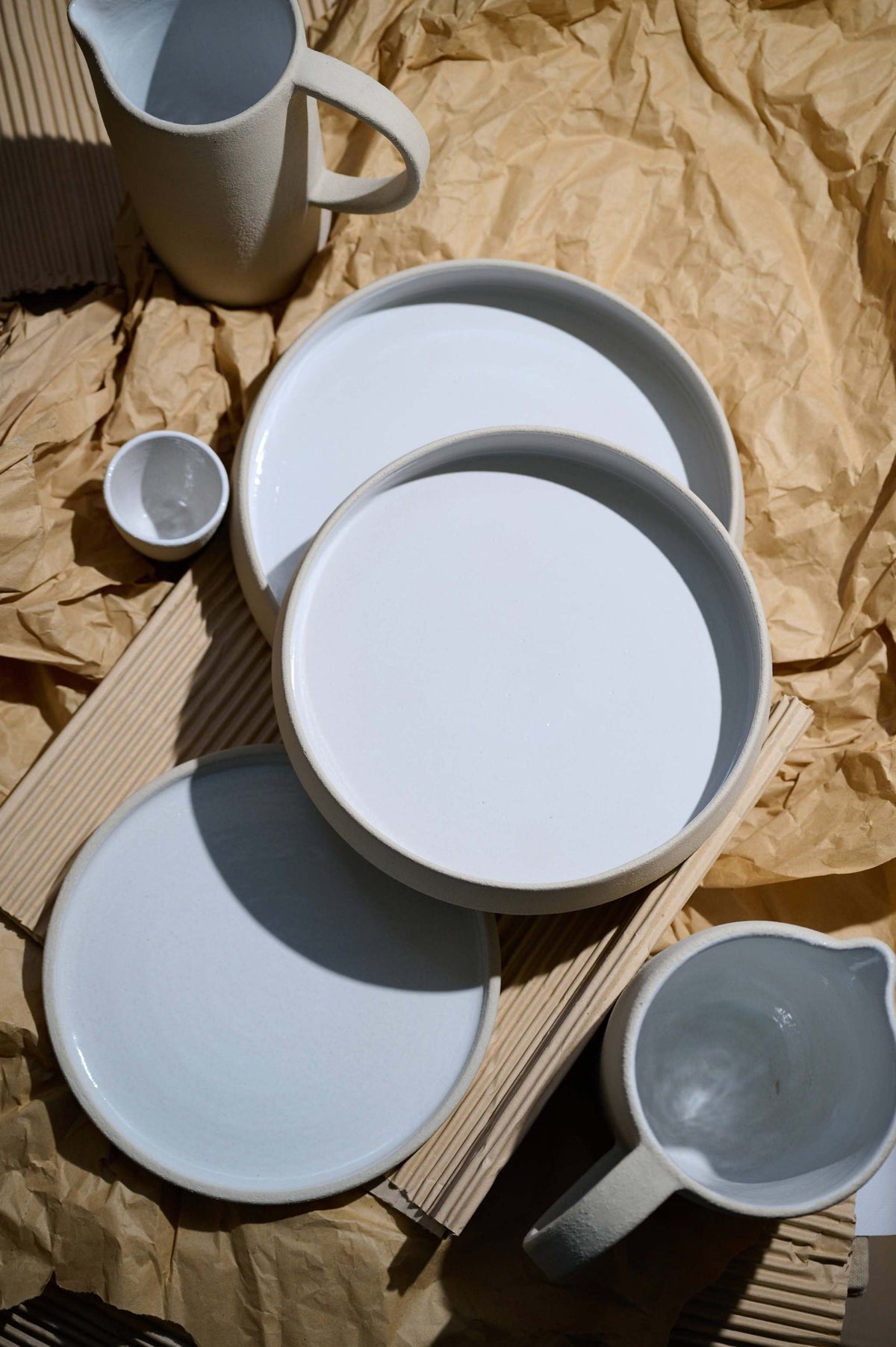Exposed Clay Dinner Plates, High Sides, Raw Rim, alternate view