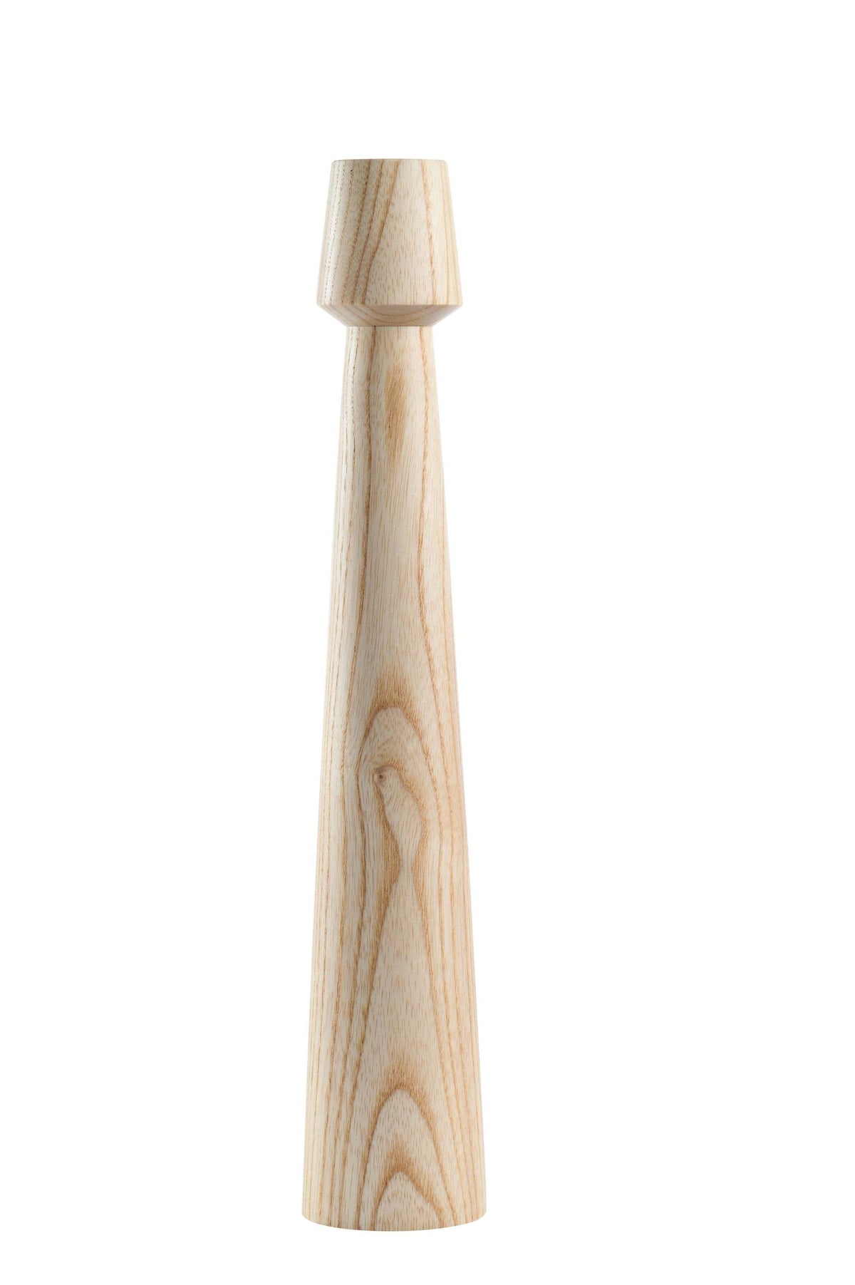 Hand-Carved Walnut Candle Holder, alternate view