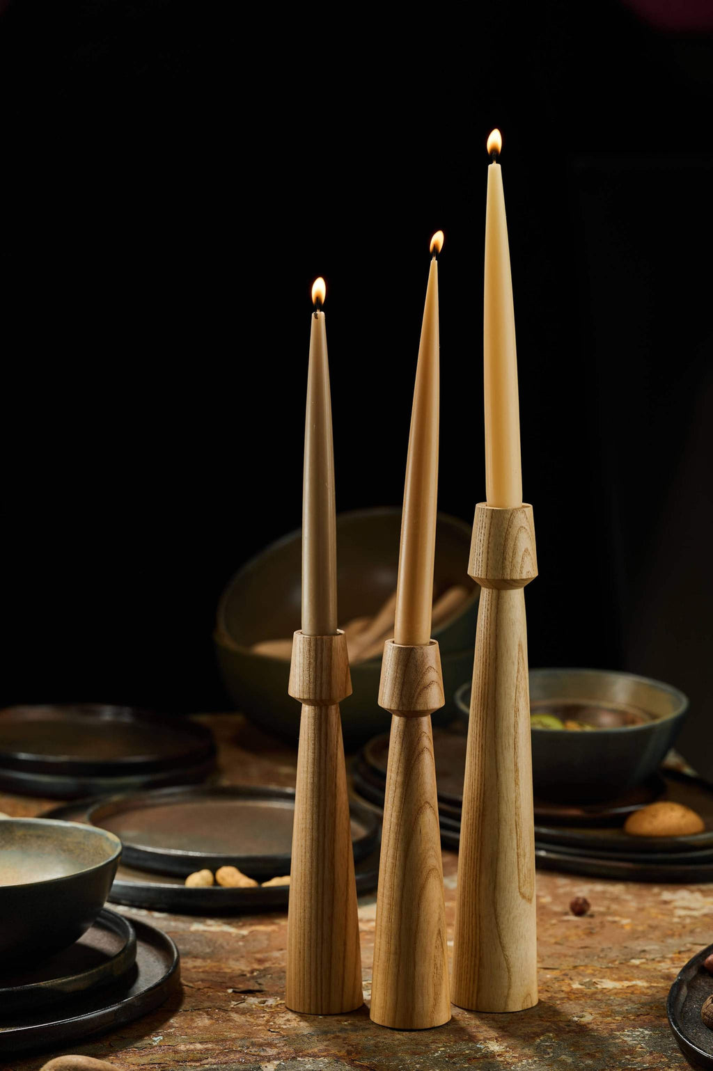 Hand-Carved Walnut Candle Holder