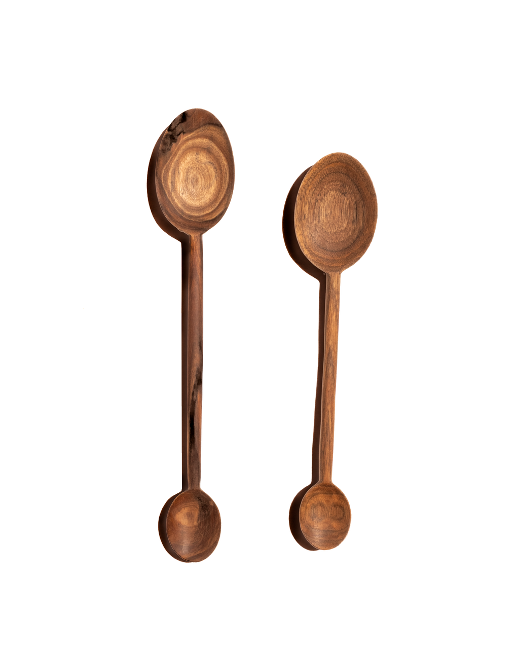 Carved Walnut Double Spoon, Two Sizes