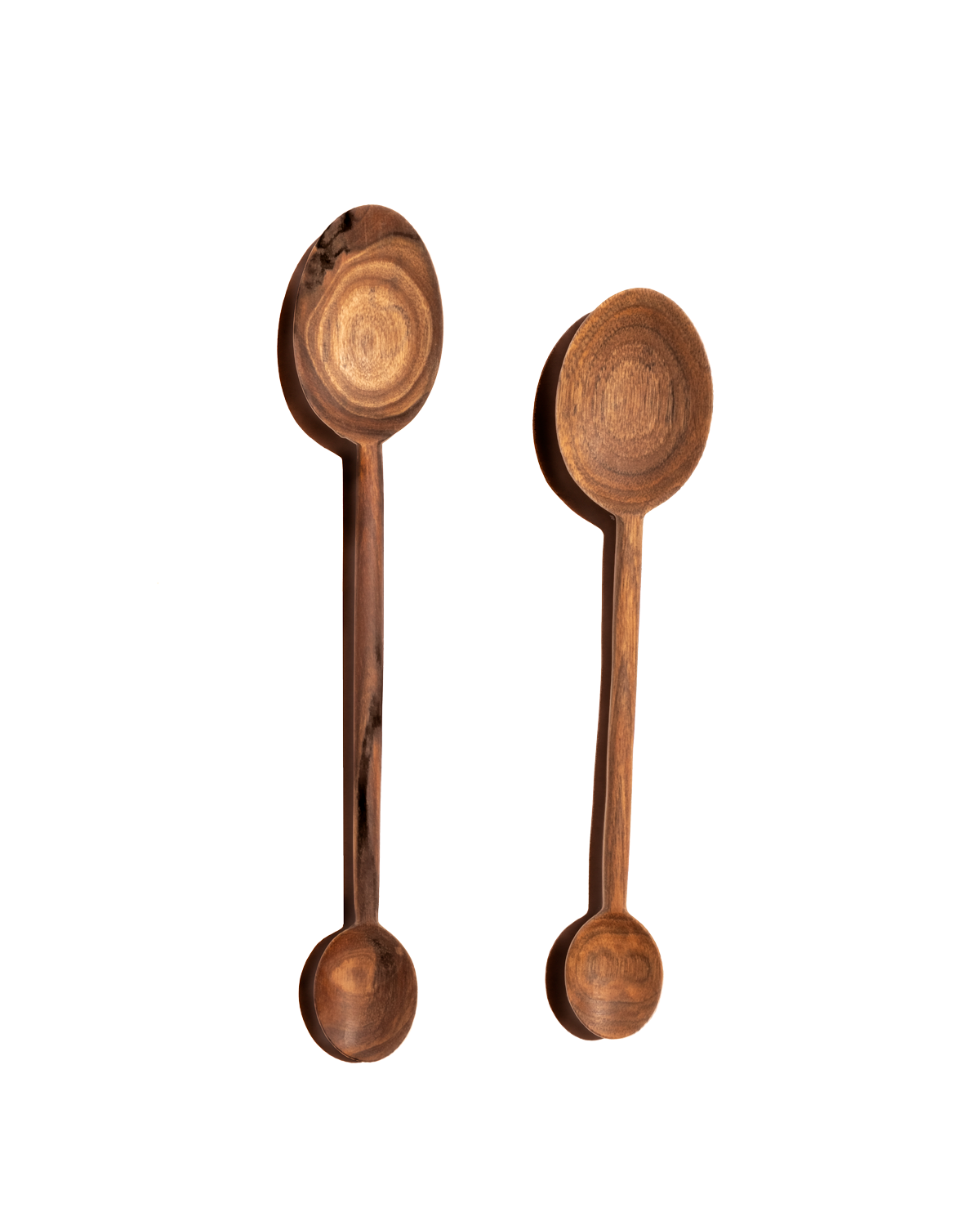 Carved Walnut Double Spoon, Two Sizes
