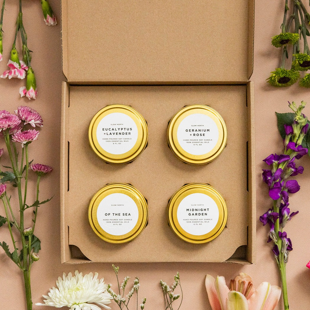 Floral Collection Soy Candle Travel Tins, Set of 4, another angle