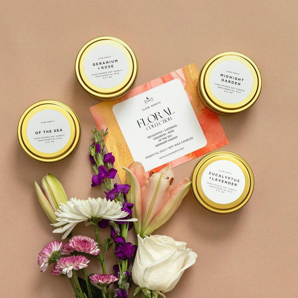 Floral Collection Soy Candle Travel Tins, Set of 4