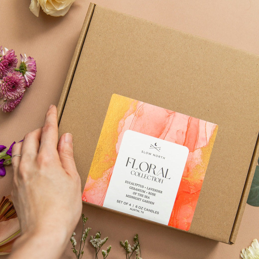 Floral Collection Soy Candle Travel Tins, Set of 4, detail view