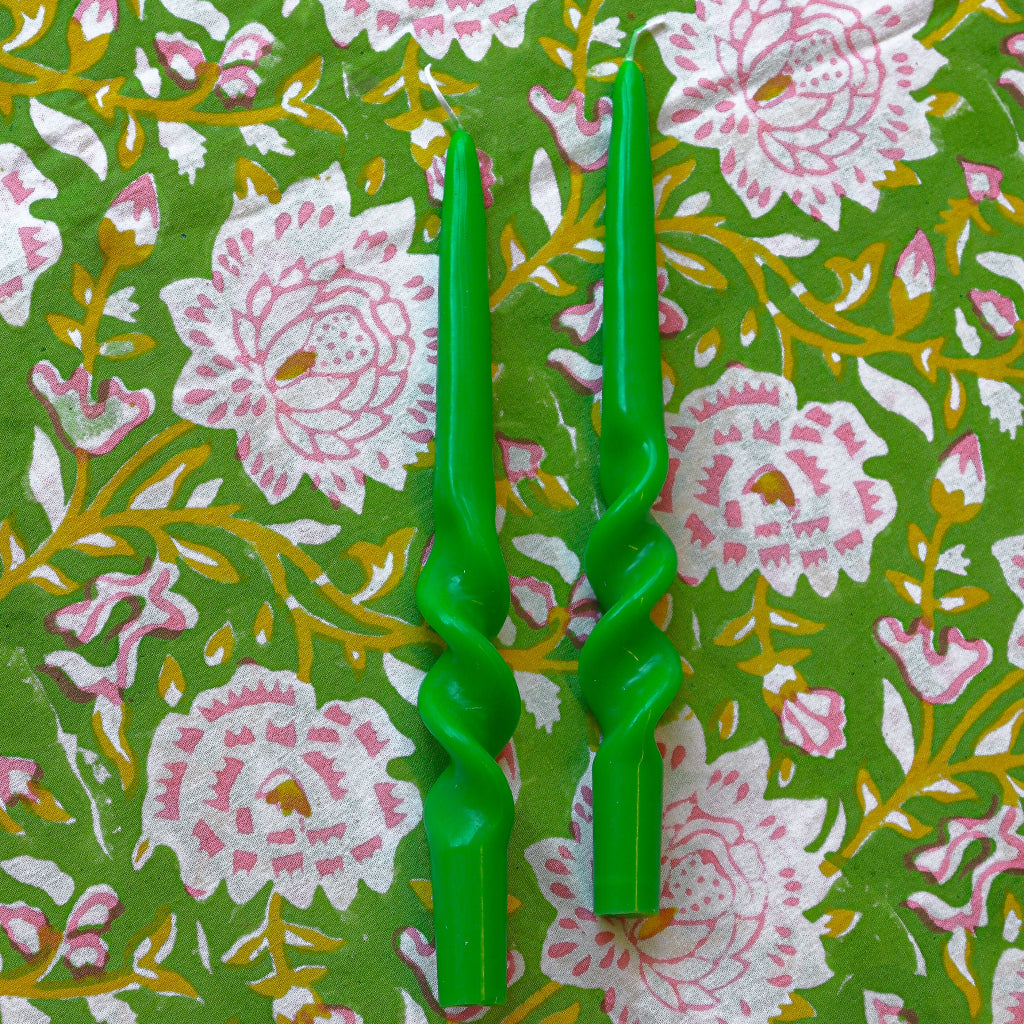 Forest Fern Twisted Taper Candles, Pair, alternate view