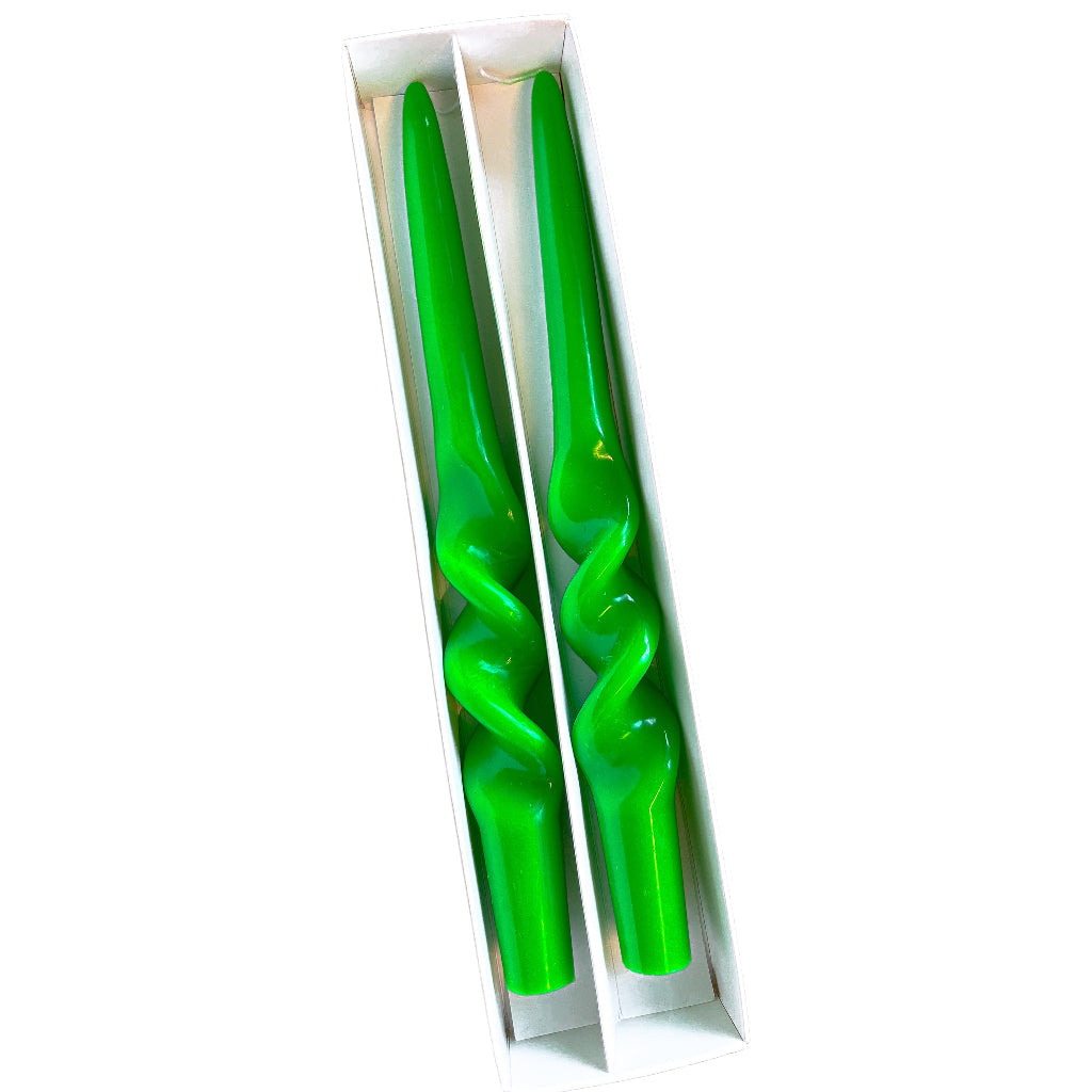 Forest Fern Twisted Taper Candles, Pair, detail view