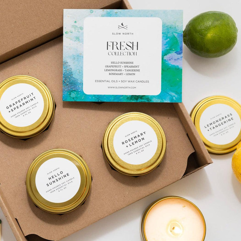 Fresh Collection Soy Candle Travel Tins, Set of 4