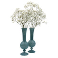 Frosted Blue Haze Glass Vases, Pair