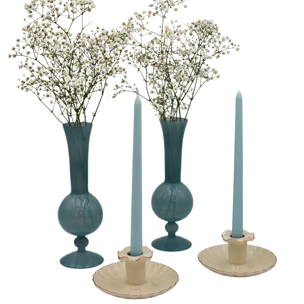 Frosted Blue Haze Glass Vases, Pair, view 6