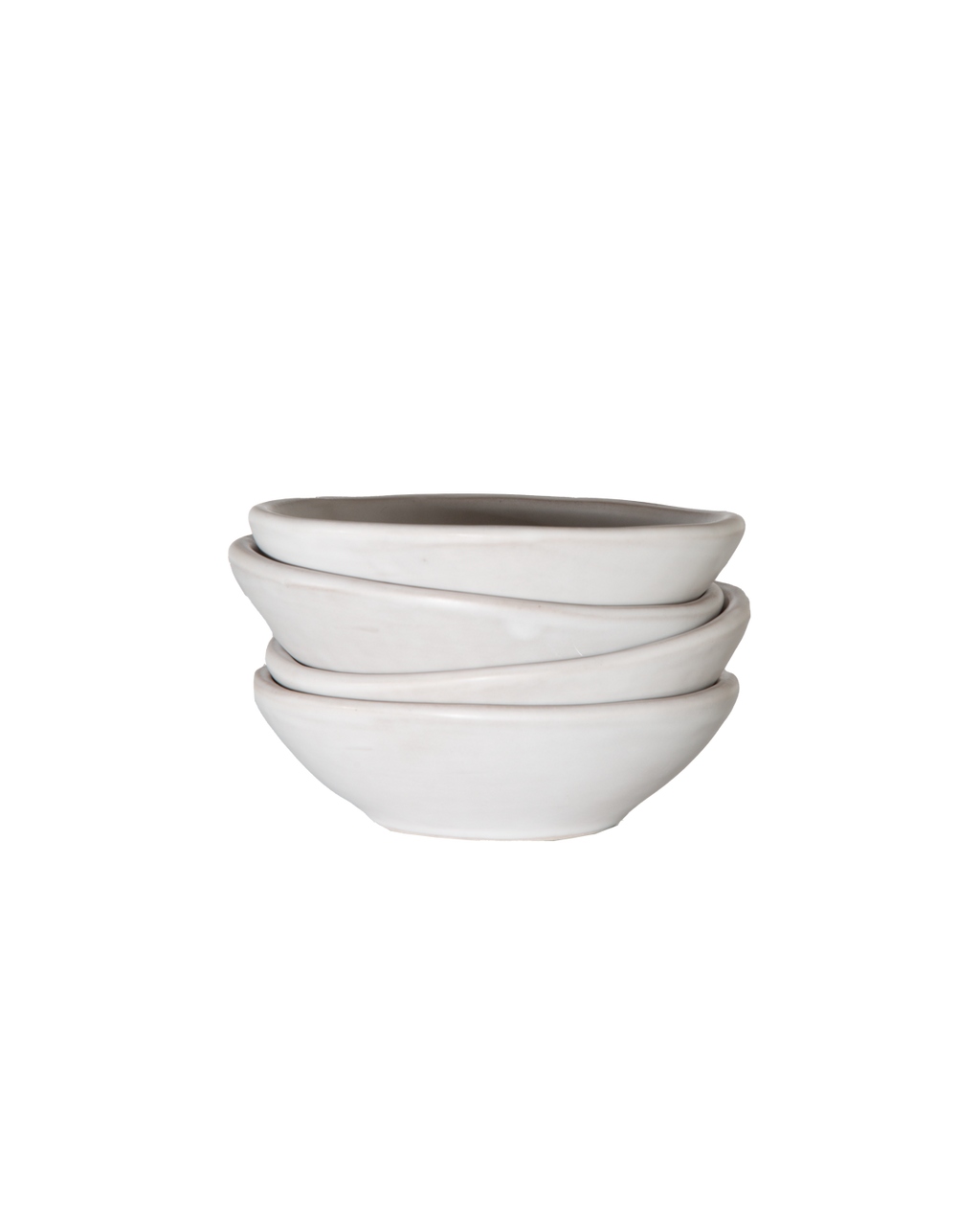 Oval Matte White Ceramic Small Bowls, Set of 4
