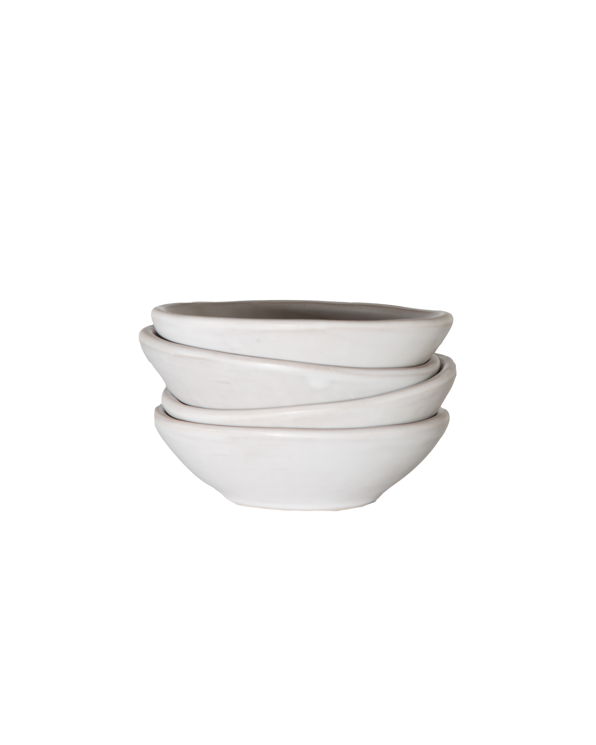 Oval Matte White Ceramic Small Bowls, Set of 4