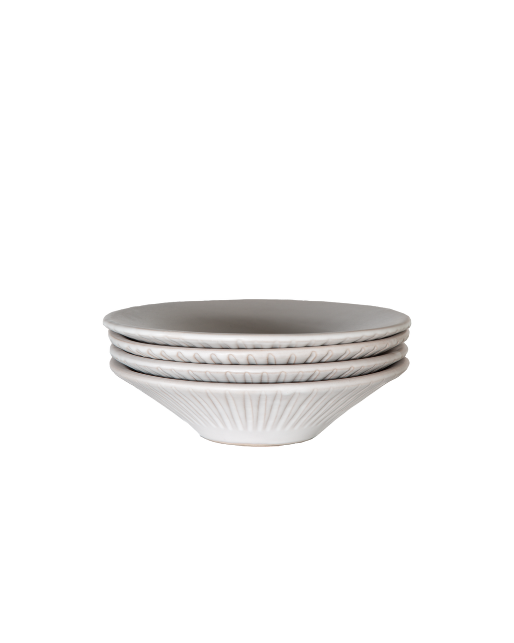 Carved Matte White Ceramic Coupelle Bowls, Set of 4, view 9