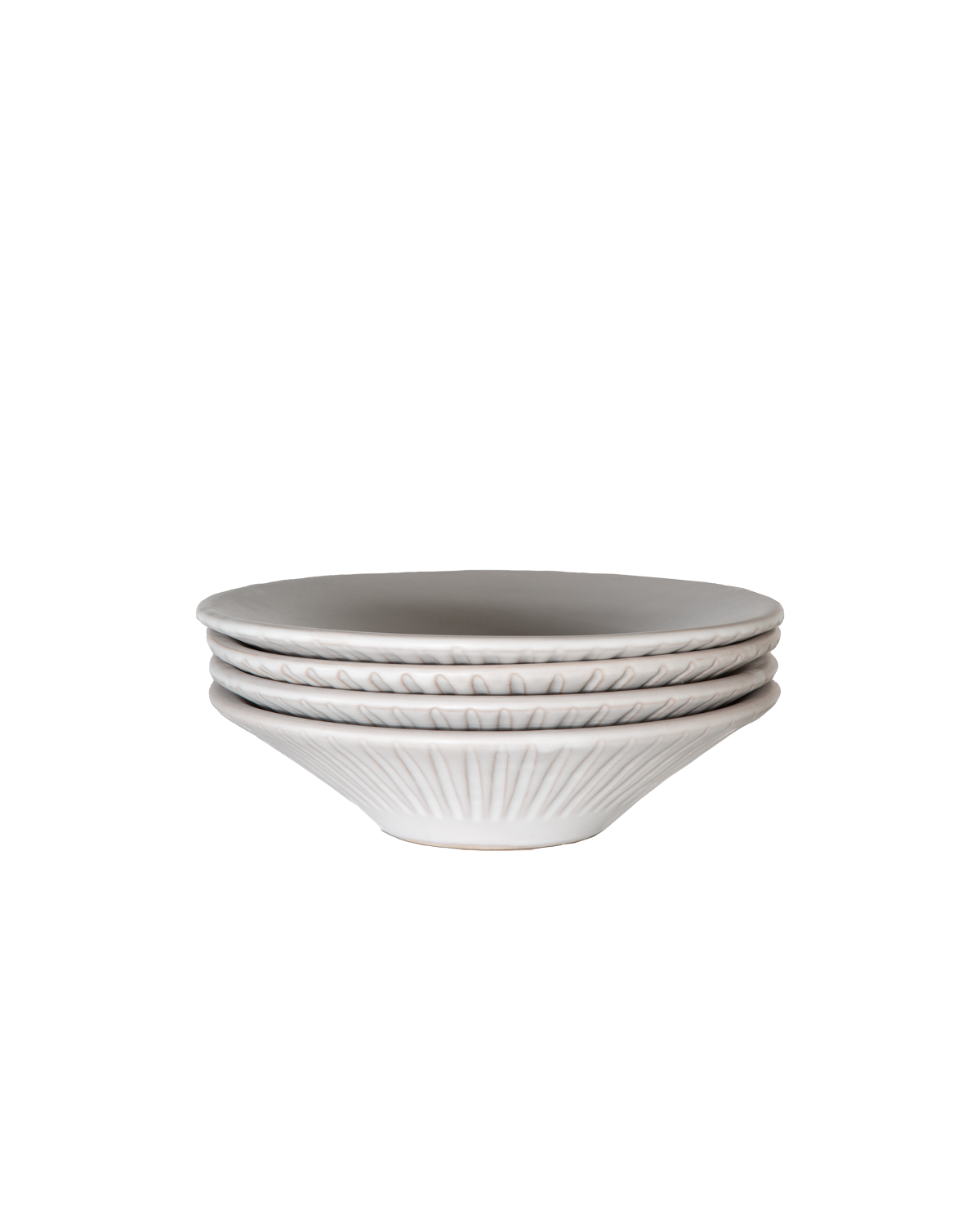 Carved Matte White Ceramic Coupelle Bowls, Set of 4, view 9