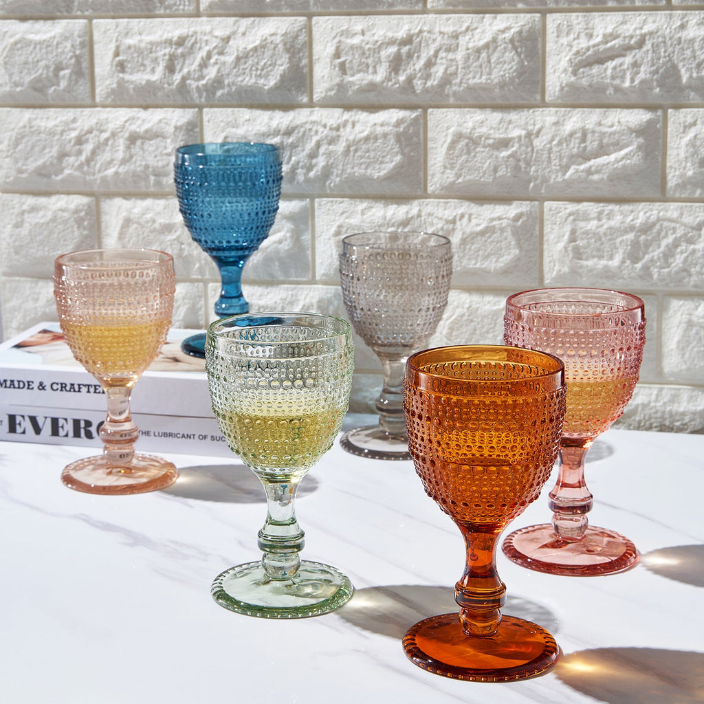 Tonal Hobnail Goblets, Set of 6, detail view
