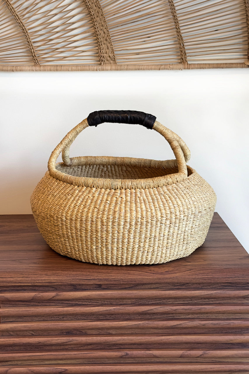 Handwoven Kettle Basket with Handle