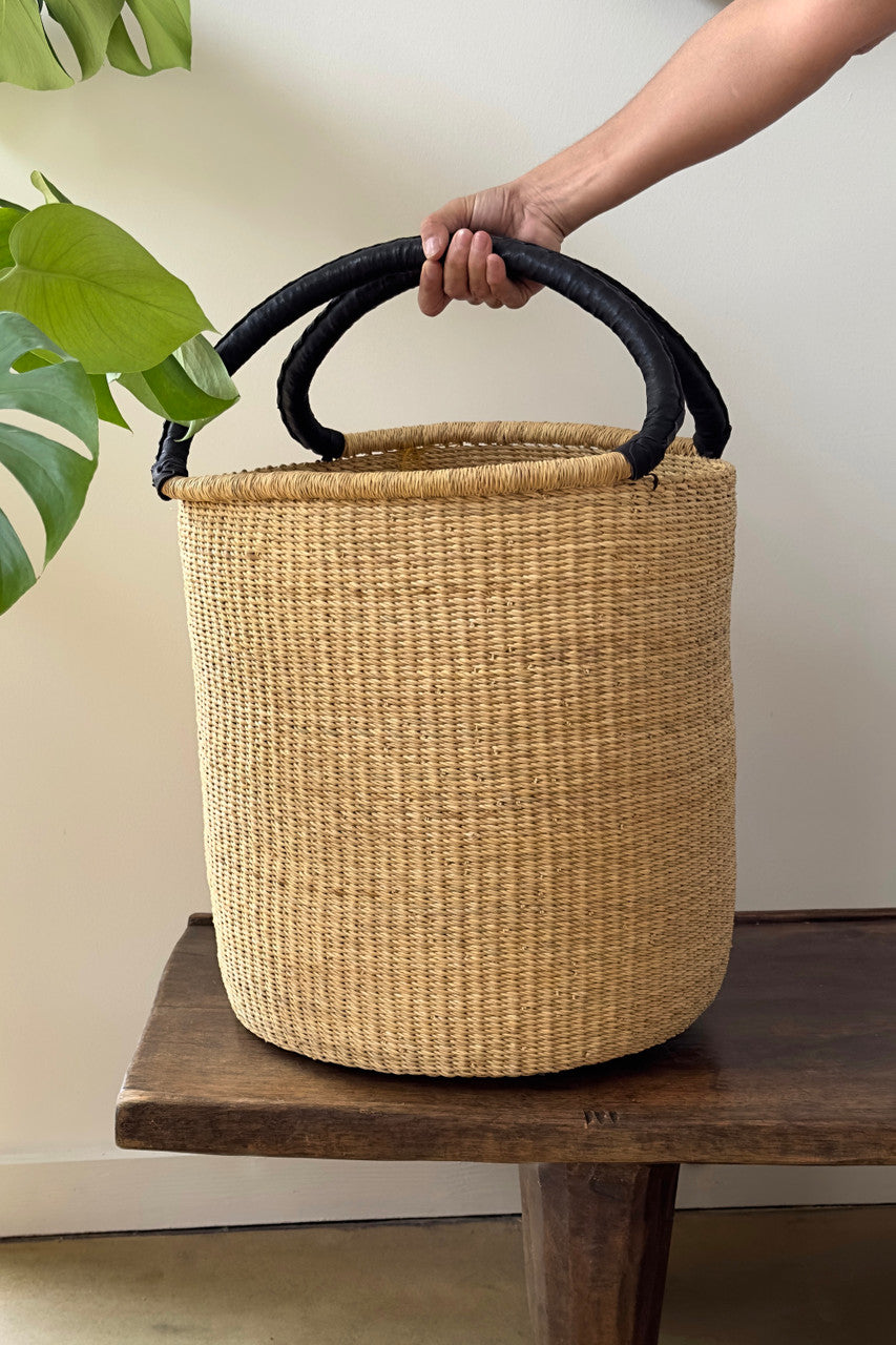 Streamlined Handwoven Laundry Hamper, detail view