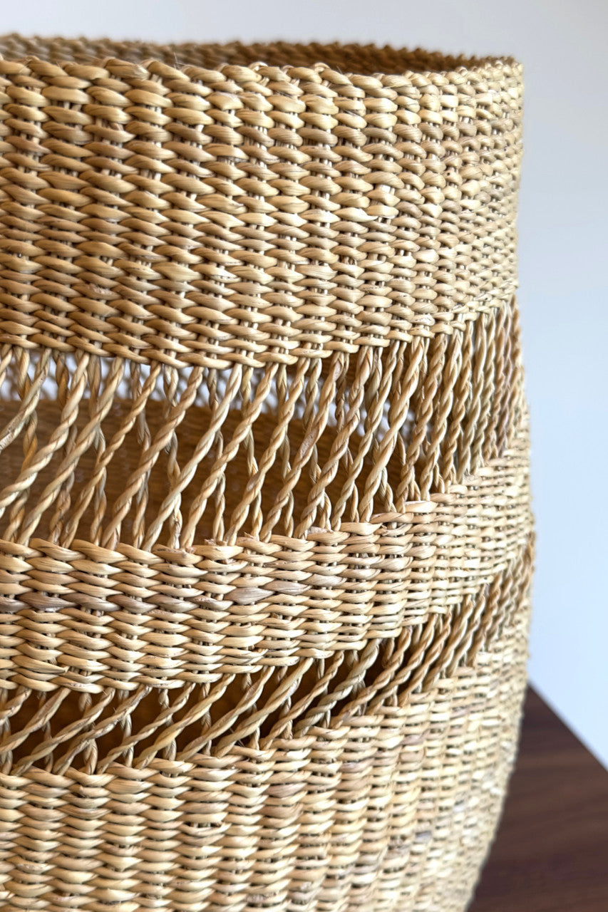 Mixed-Weave Handwoven Basket, Medium, detail view