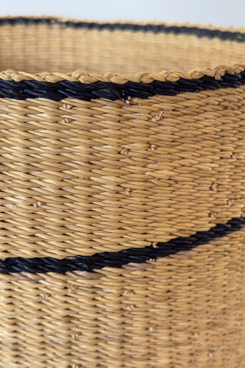 Simple Stripe Handwoven Basket, detail view