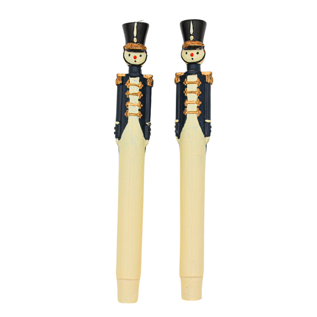 Royal Guard Hand-Painted Candles, Navy, Pair