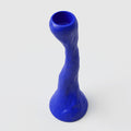 Tall Cobalt Porcelain Candle Holder photographed on a bone white surface in soft natural light