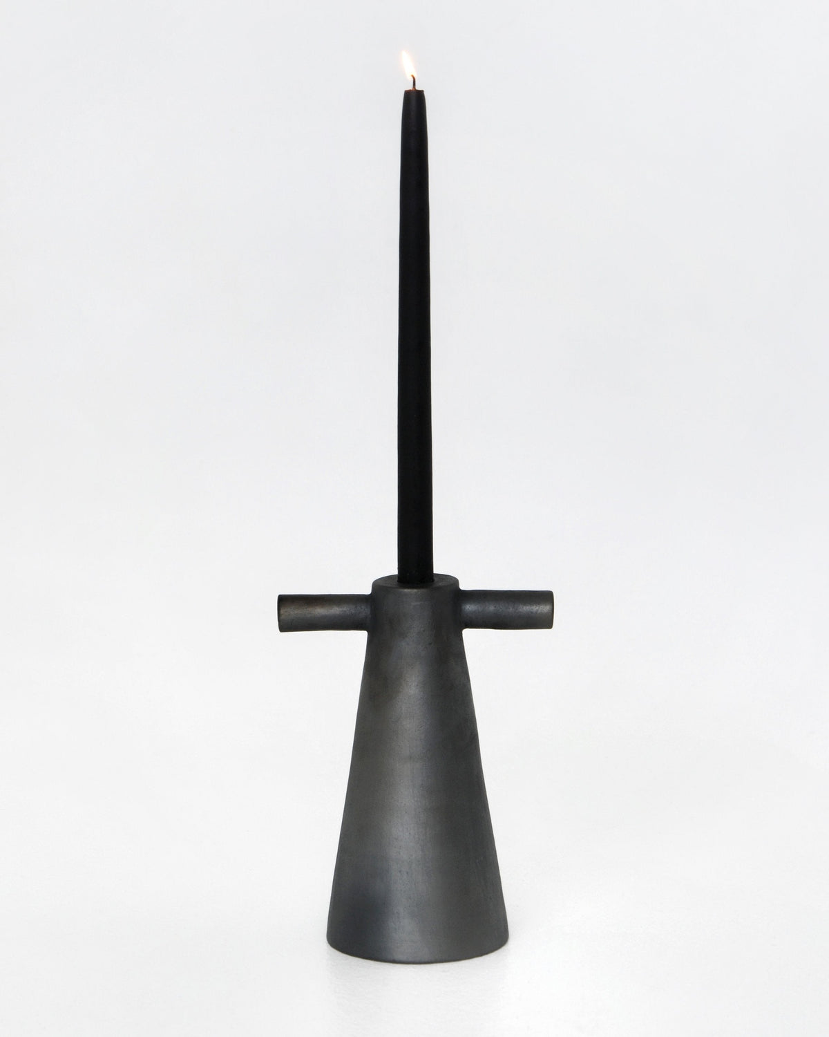 Motanka Black Smoked Ceramic Candle Holder