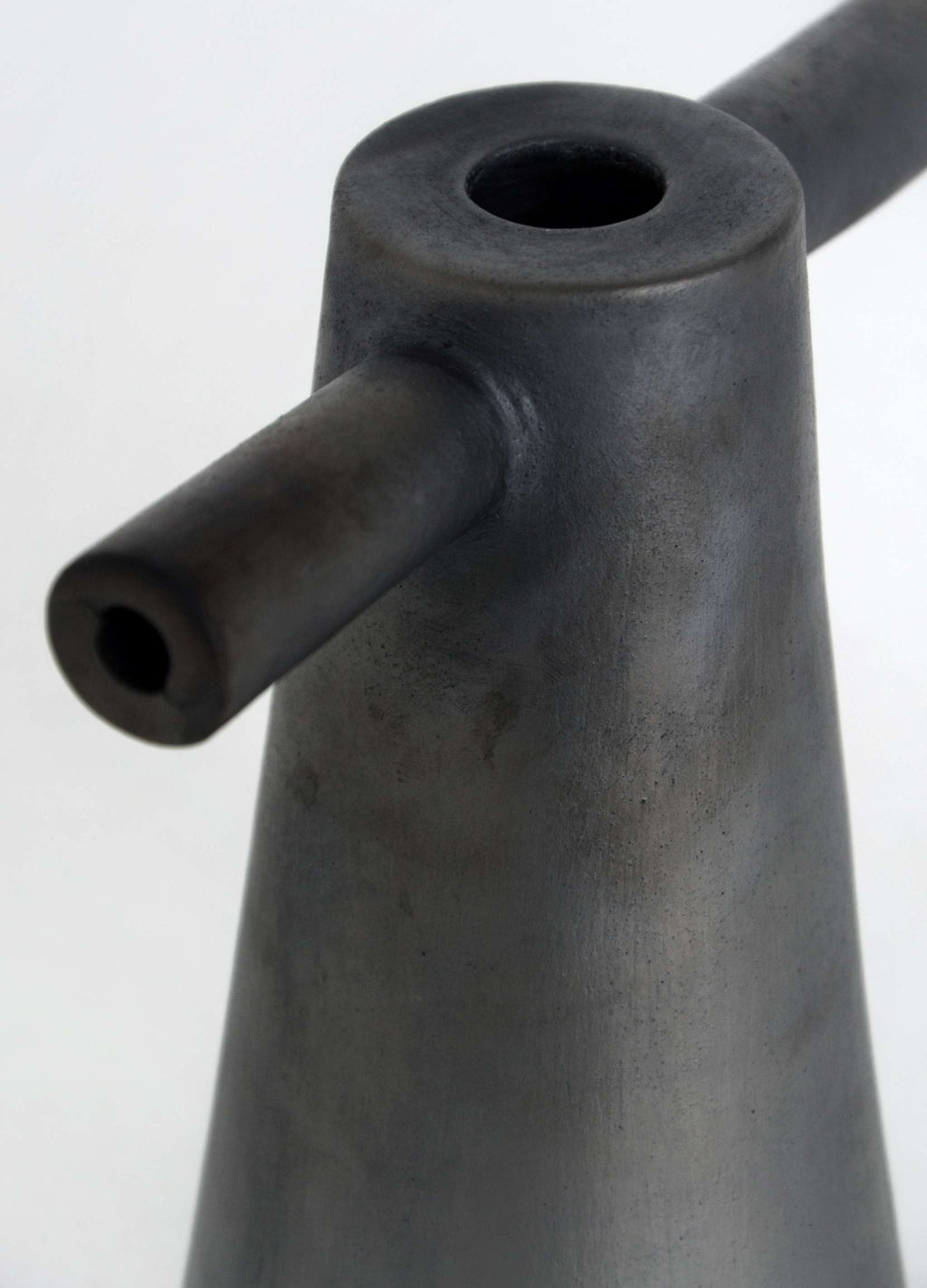 Motanka Black Smoked Ceramic Candle Holder, another angle