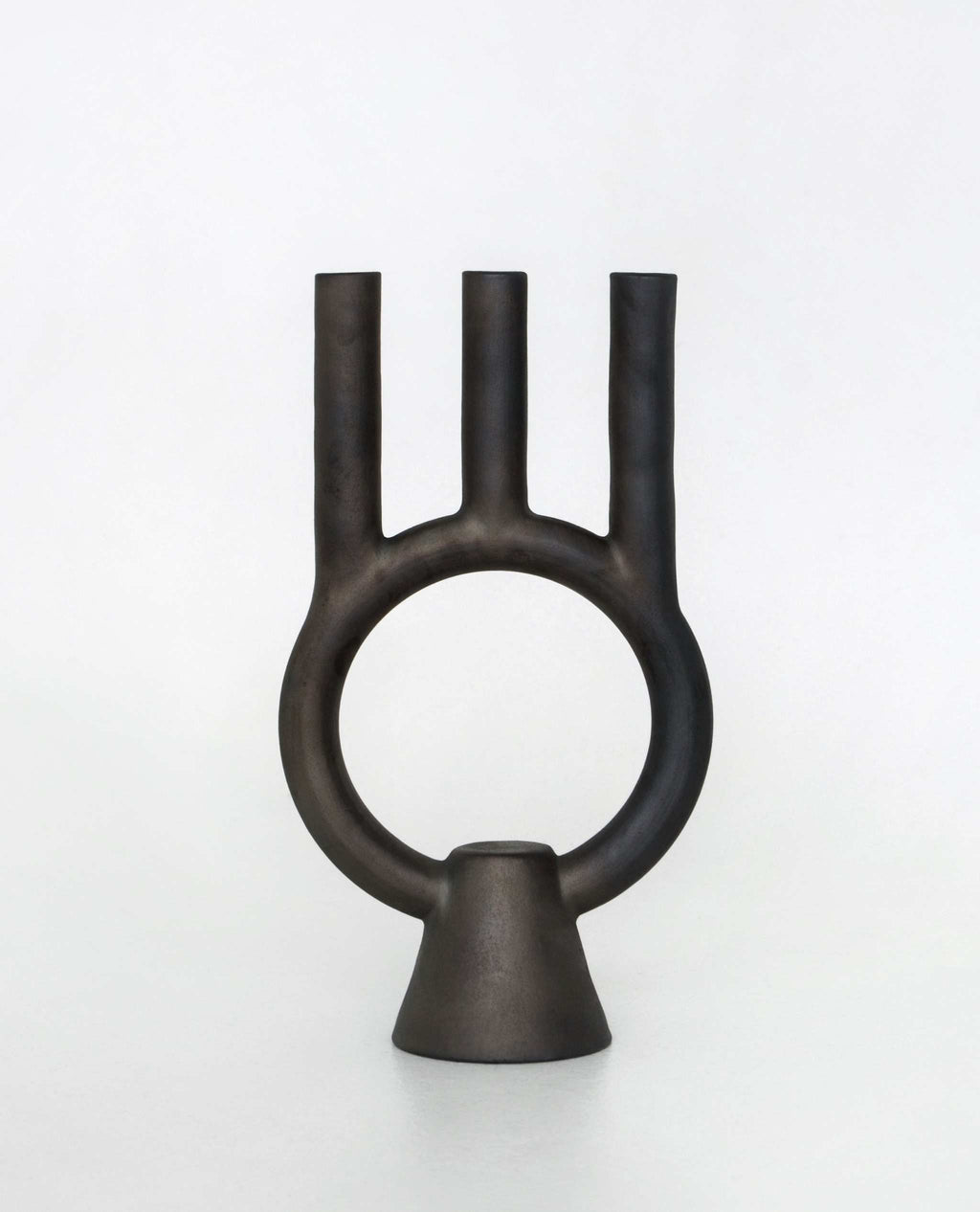 Smoke-Fired Ceramic Candle Holder, Shadows