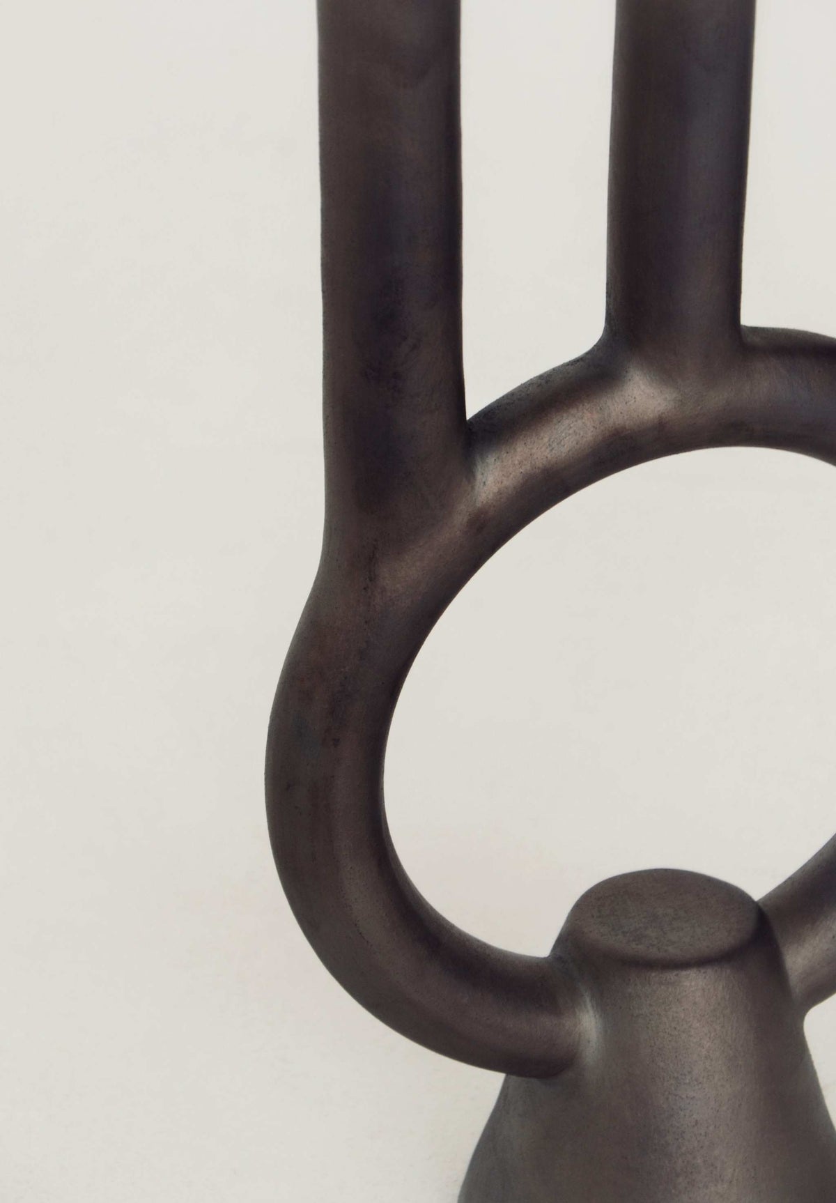 Smoke-Fired Ceramic Candle Holder, Shadows, another angle
