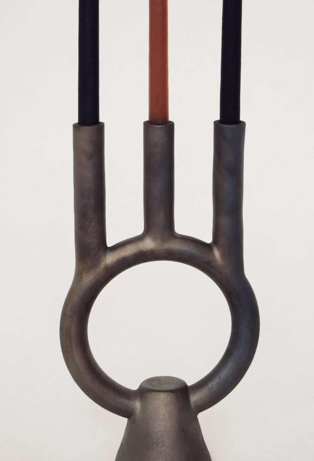 Smoke-Fired Ceramic Candle Holder, Shadows, alternate view