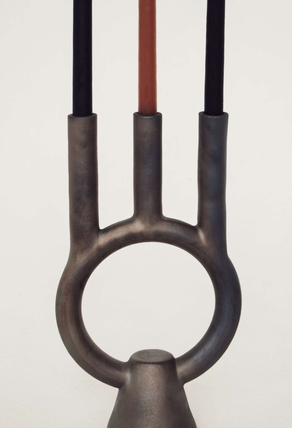 Smoke-Fired Ceramic Candle Holder, Shadows, alternate view