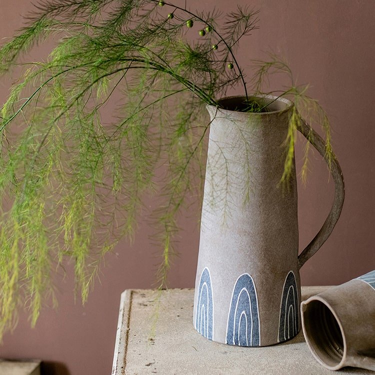 Hand-Painted Blue Terracotta Jar Vase