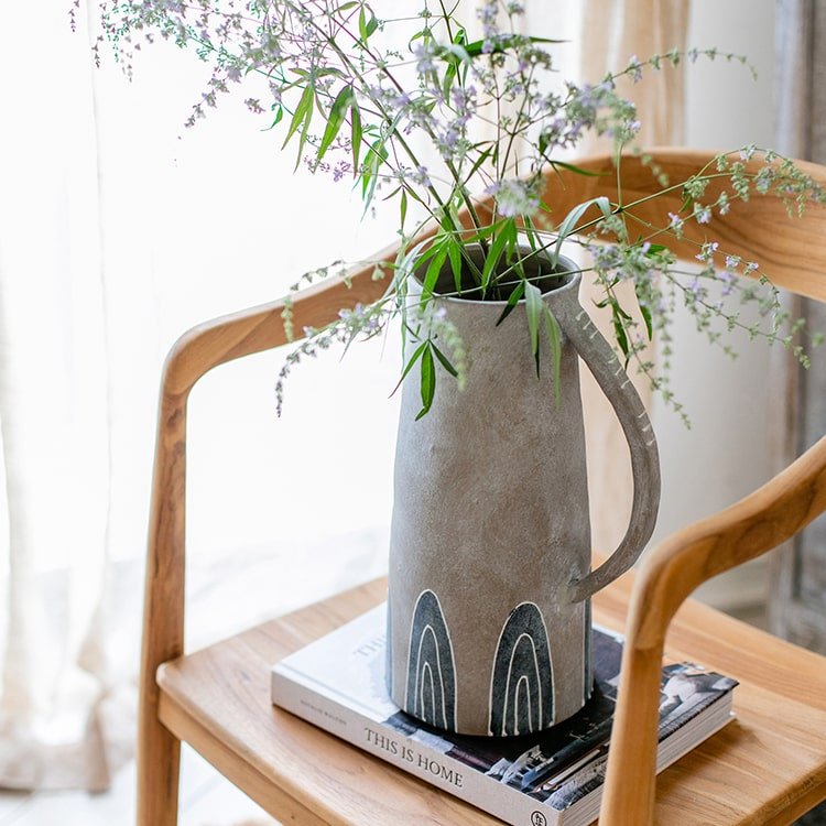 Hand-Painted Blue Terracotta Jar Vase, alternate view