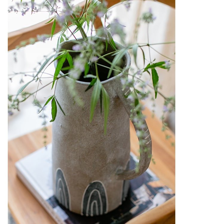 Hand-Painted Blue Terracotta Jar Vase, view 6